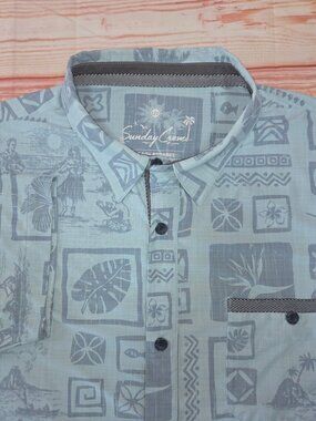 Sunday Crew UPF 50+ Hawaiian Print Button-Up Shirt Size XL